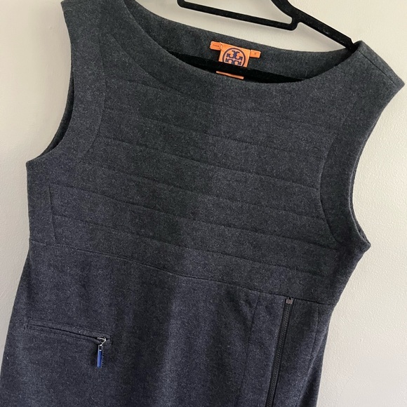 Tory Burch 100% Wool Jumper‎ Dress Dark Grey Zipper Details - Picture 3 of 10